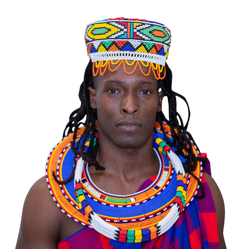 Beaded Kufi Hats Unisex | Maasai Colors