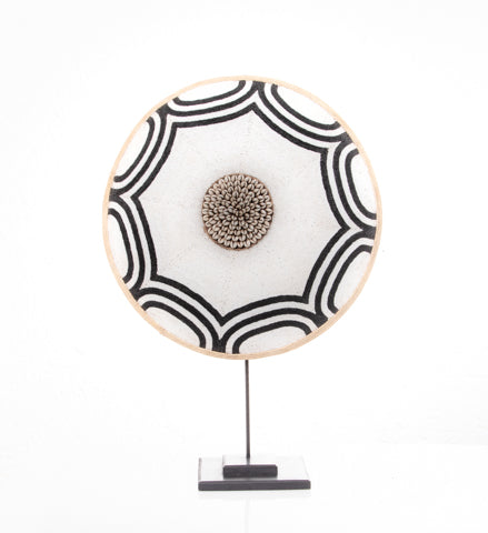 Beaded Cameroon Shield Black & White  on stand | Octagon Design