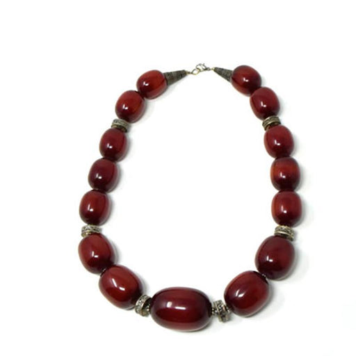 African Maroon Amber Necklace medium (15-Beads)
