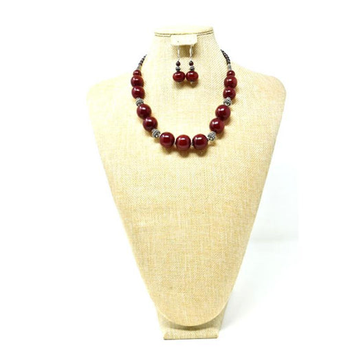 African Maroon Amber Neckline Necklace 02 Set