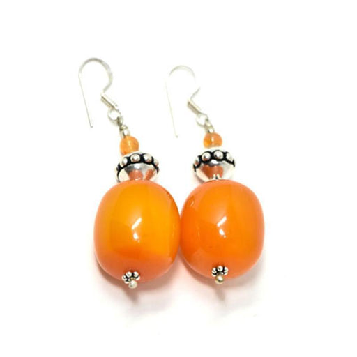 African Orange Simulated Amber Earrings 02