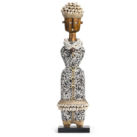 Beaded Namji Doll 03 Speckled Black & White
