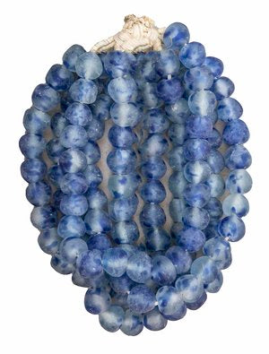 Large Recycled Glass Beads Strand | Blue Wave