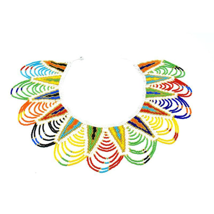 Kipepeo Short Beaded Bib Necklace 06