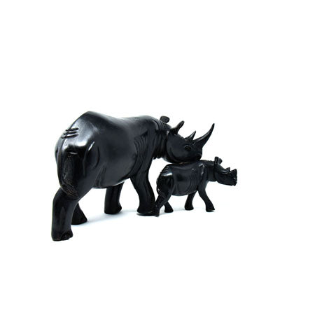 Rhinoceros with Baby Sculpture 01
