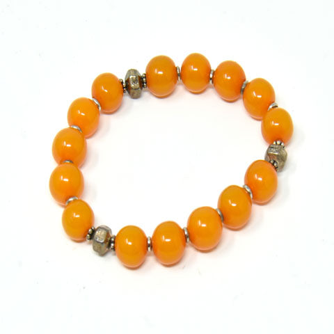 African Orange Copal Resin Amber Bracelet - Small Beads