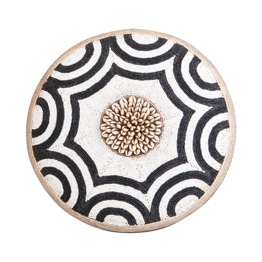 Beaded Cameroon Shield Black & White | Octagon Design