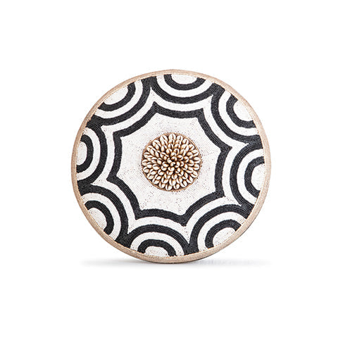 Beaded Cameroon Shield Black & White | Octagon Design