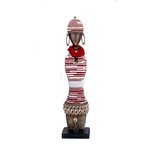 Beaded Namji Doll 126 Speckled Red and White