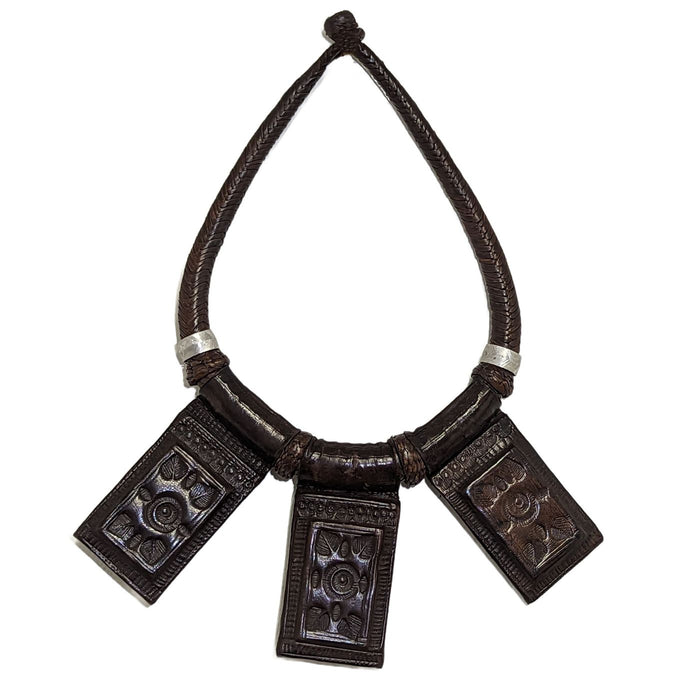 Gri Gri Protection Necklace | Brown Leather