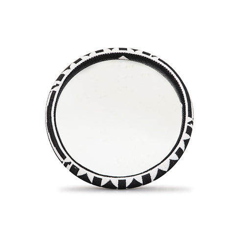 Beaded Mirror Medium | Black Rim with Geometric Shapes