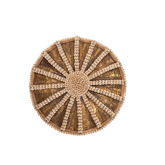Brass & Cowrie Shell Cameroon Shield | Hand Carved in Cameroon