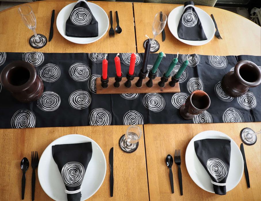 Spiral Table Runner with matching Napkins | Handmade in Tanzania