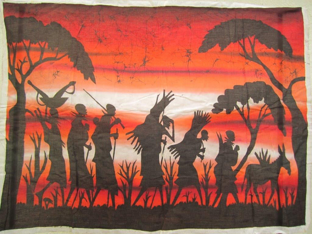 Masai Warrior Sunset Scene Batik Art 02