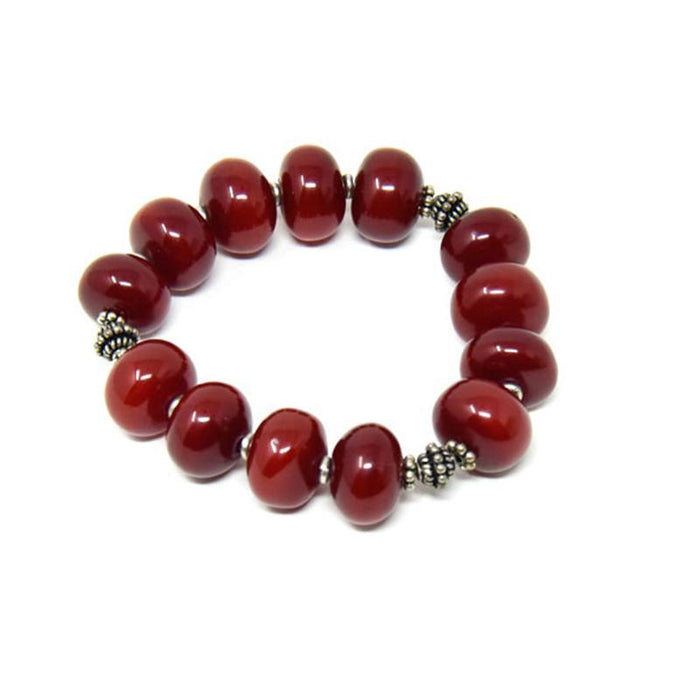 African Maroon Copal Resin Amber Bracelet - Large Beads