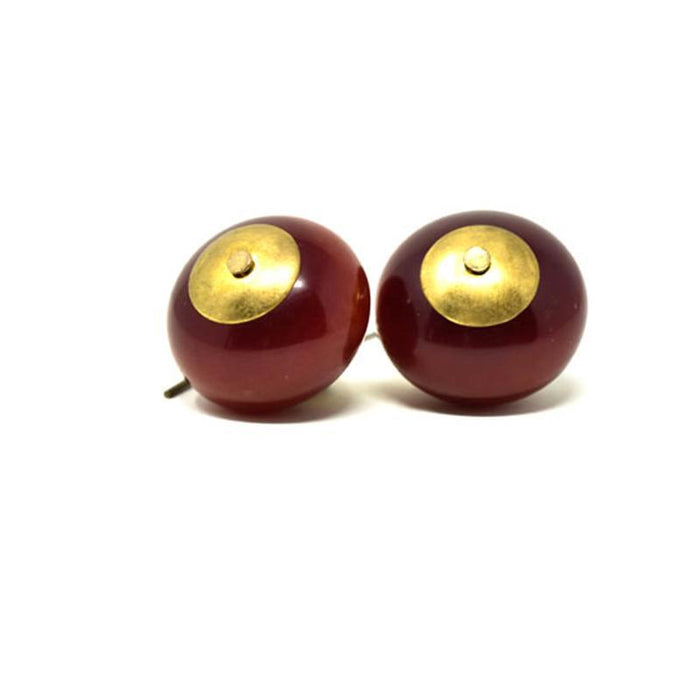 African Maroon Copal Resin Amber Earrings 01