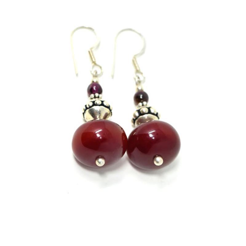 African Maroon Copal Resin Amber Earrings 02