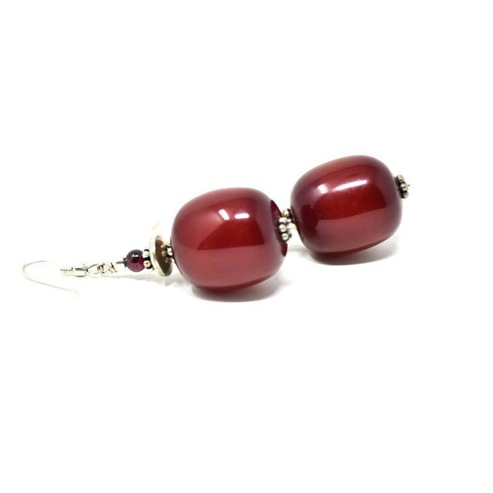 African Maroon Amber Earrings 04