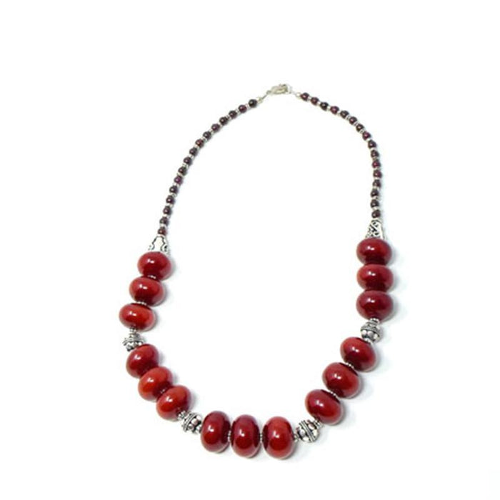 African Maroon Amber Neckline Necklace 01