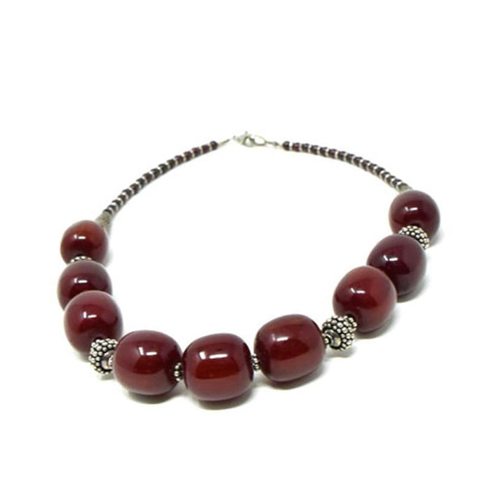 African Maroon Amber Neckline Necklace 03