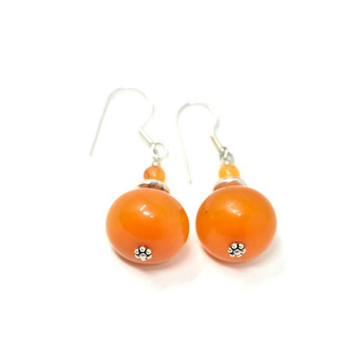 African Orange Amber Earrings 03