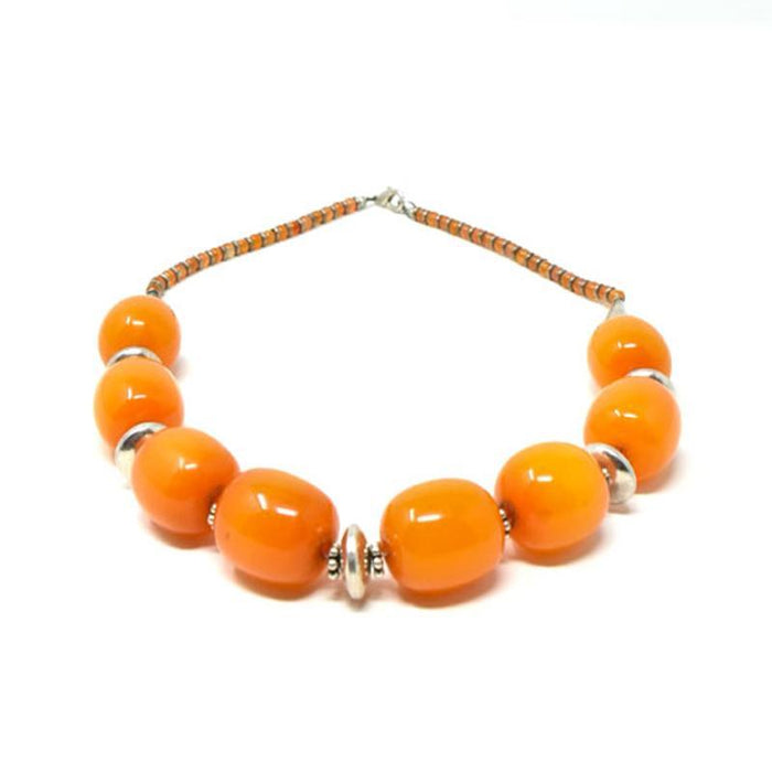 African Orange Amber Neckline Necklace 03 Set