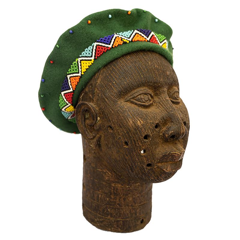Beaded Beret Green — Luangisa African Gallery display picture 2
