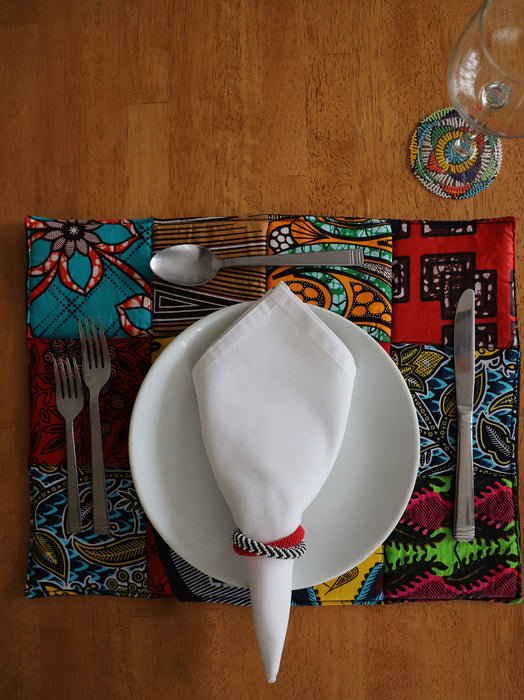Table Place Mat Kitenge Patch | Rectangle Hand sewn