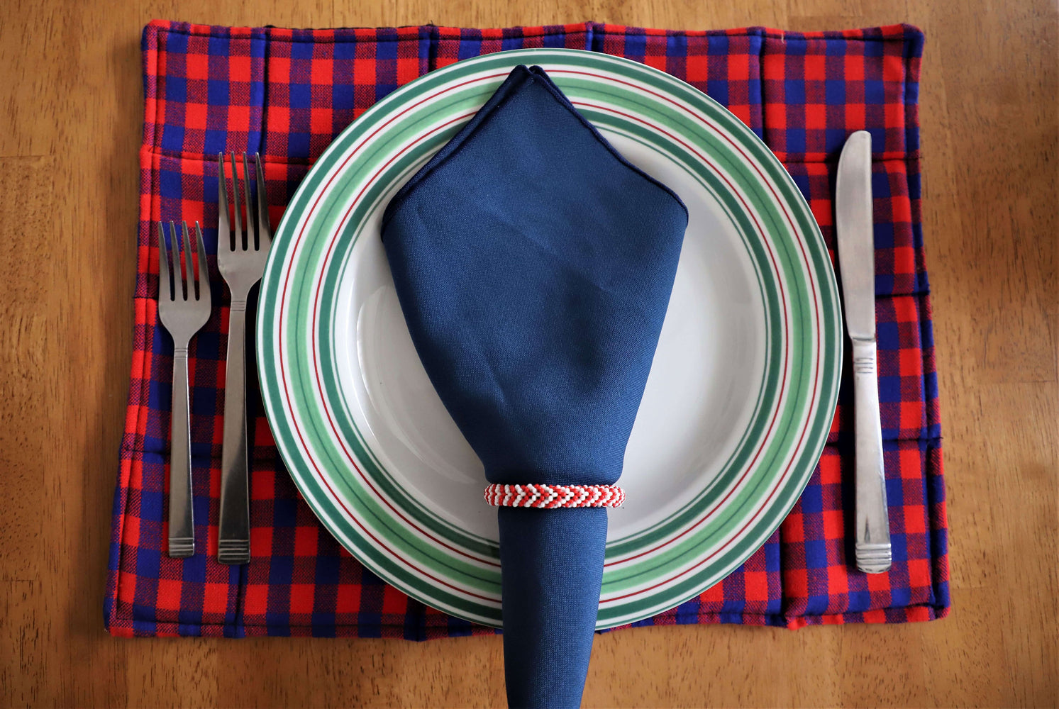 Table Place Mat Maasai Shuka | Hand Sewn