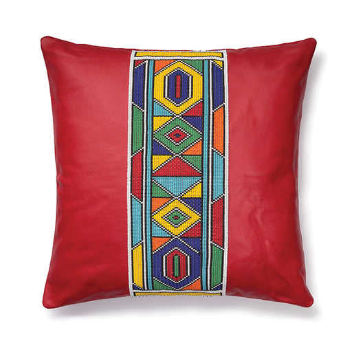 Beaded Leather Pillow Cover | Red Square