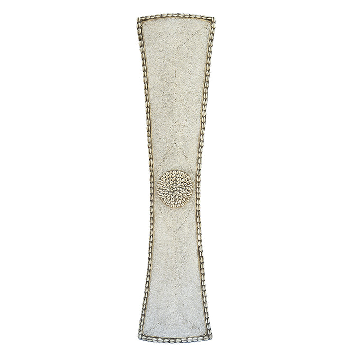 Beaded Cameroon Shield Long 02 - White