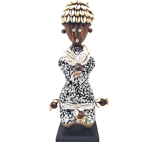 Beaded Namji Doll 28 Speckled Black & White
