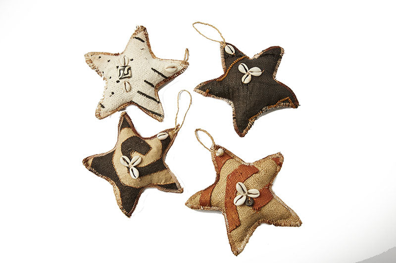 Kuba & Mud Cloth Star Christmas Ornaments | Hand sewn in Tanzania