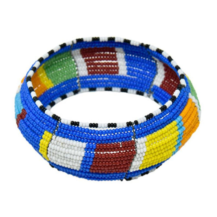 Maasai Concave Beaded Bangle 14 - Maasai Colors