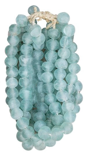 Sea Glass Beads, Jumbo Clear Aqua Recycled, Large Glass Beads, 24mm Beads,  Recycled Glass Beads, African Glass Beads, Fair Trade Beads, 