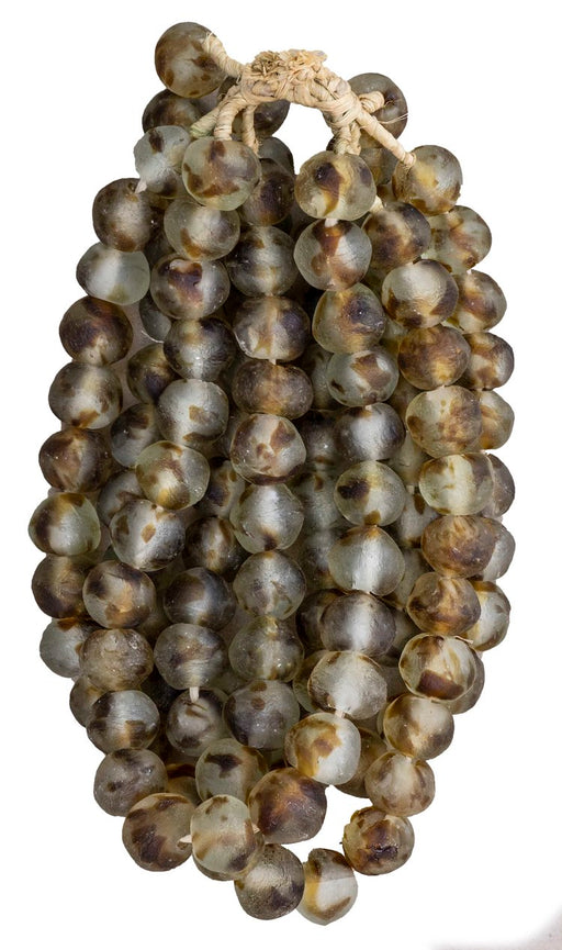 Large Recycled Glass Beads Strand | Brown Mist
