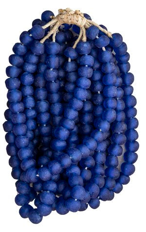 Large Recycled Glass Beads Strand | Cobalt Blue