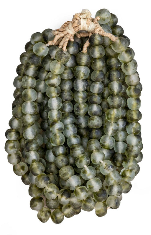 Large Recycled Glass Beads Strand | Grey Mist