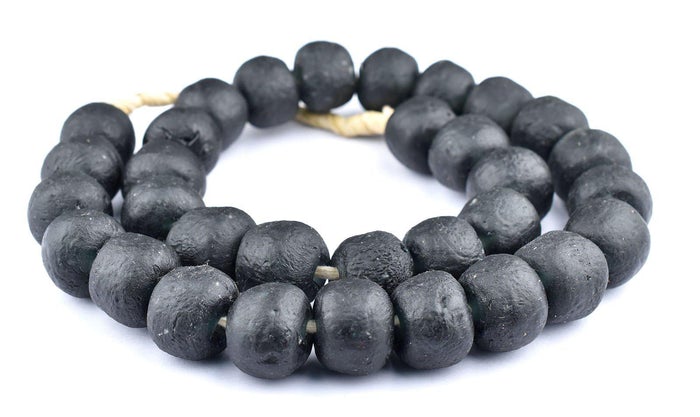 Large Recycled Glass Beads Strand | Black