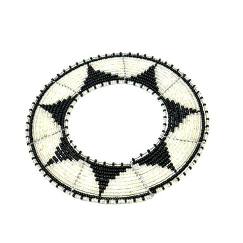 Maasai Disc Beaded Bangle 09 - Black & Silver