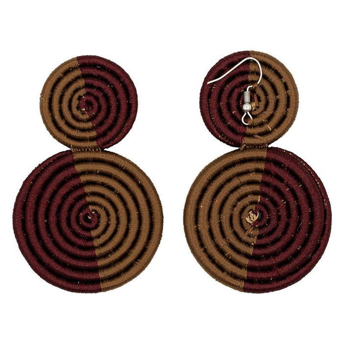 Double Disc Embroidery Earrings 01