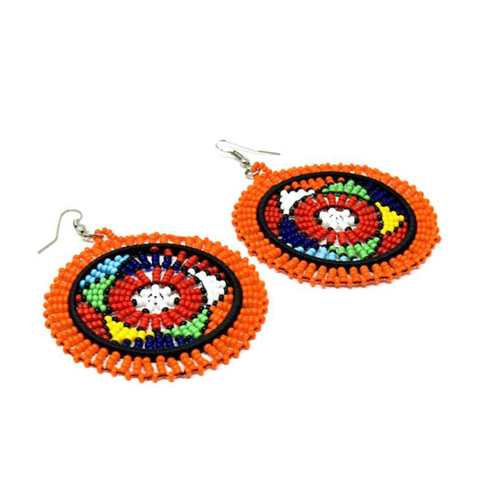 Duara Beaded Earrings Orange & Multi Colors