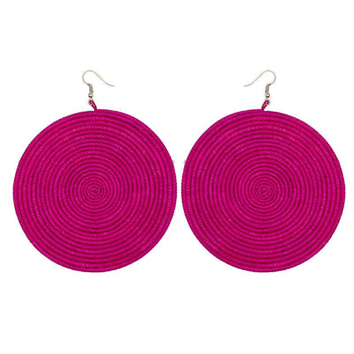 Duara Embroidery Earrings Dark Pink 02 | Handmade in Rwanda