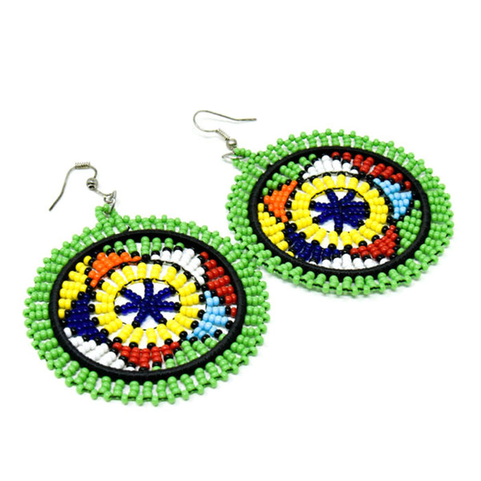 Duara Beaded Earrings Green and Multi Colors