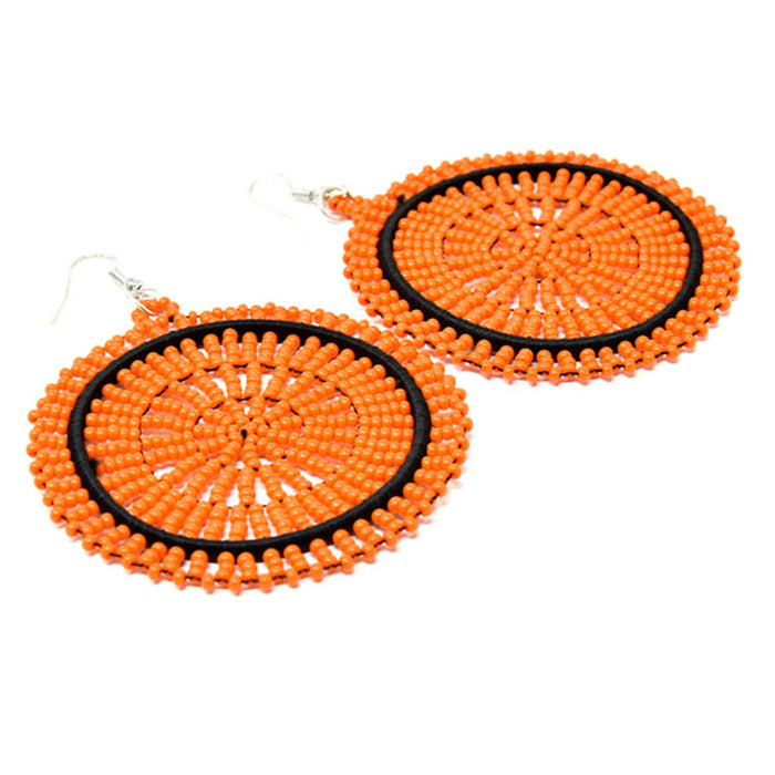 Duara Beaded Orange Earrings