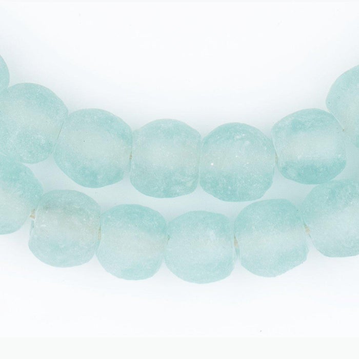 30 Jumbo Aqua Recycled Glass Beads: Cultured Sea Glass Beads Boho Glass  Beads Round