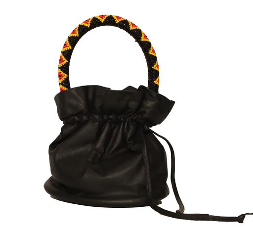 Maasai Mini Bucket Bag with Beaded Handle - Assorted Colors