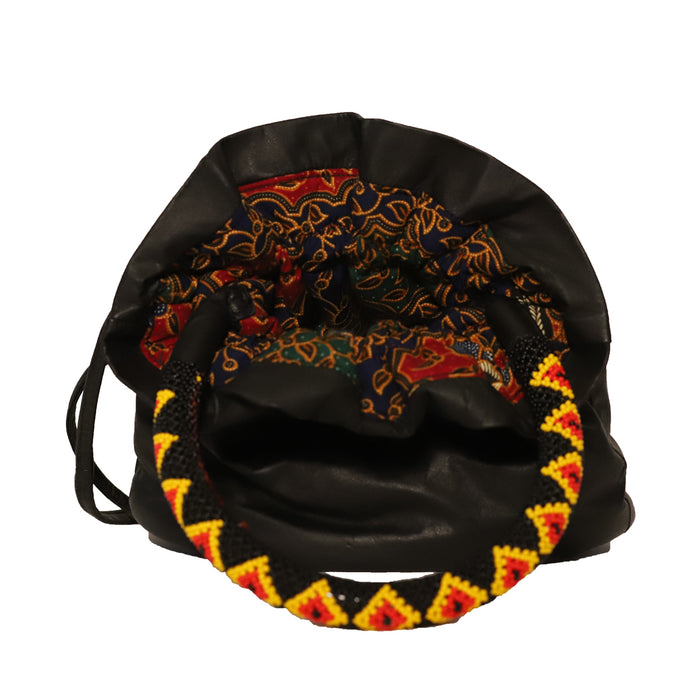 Maasai Mini Bucket Bag with Beaded Handle - Assorted Colors