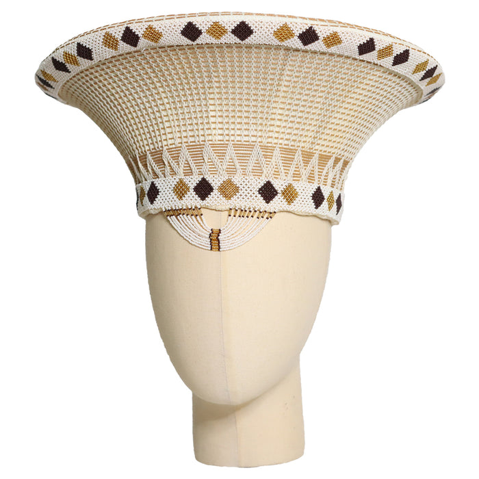 Zulu Wide Basket Hat with Beading | Handmade in South Africa