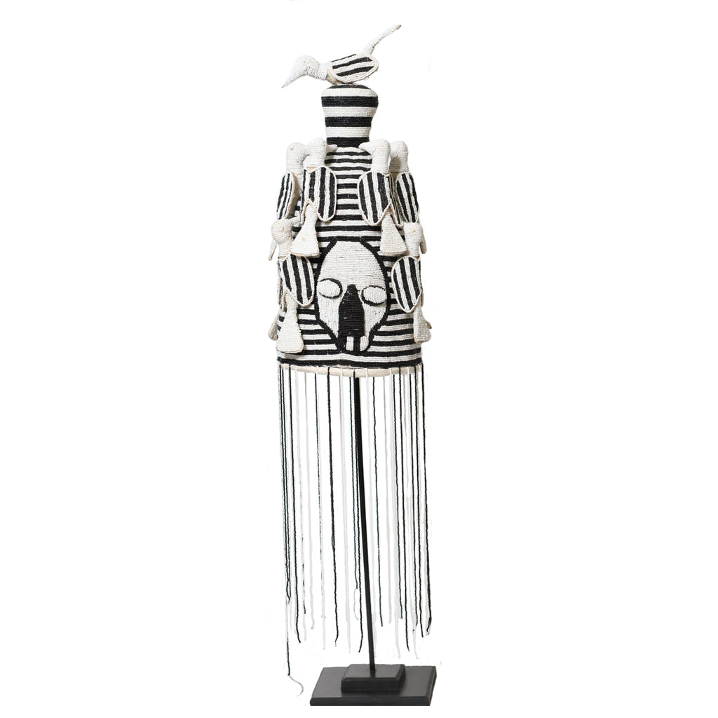 工芸品 Yoruba Beaded Crown ~ Monochrome 1980's s-l400.png